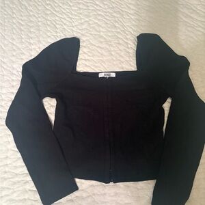 BB Dakota Black Ribbed Square Neck Top